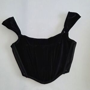 Victoria's Secret Dream Angel Black Velvet Crop Top Corset S